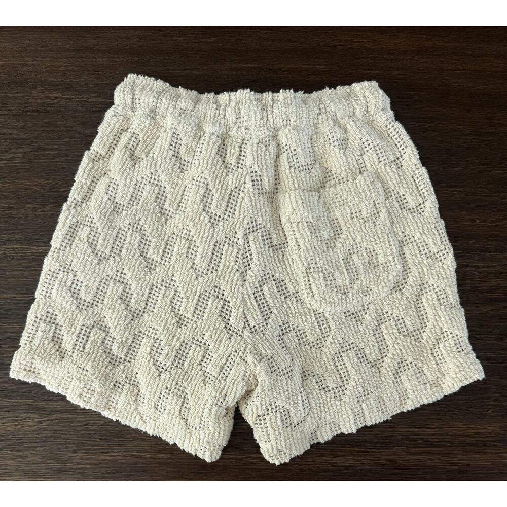 OAS Atlas Cuba Crochet Shirt Shorts Set XS Cream Resort Cabana Beach Camp Unisex - Picture 6 of 13